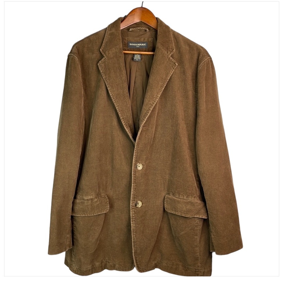 Banana Republic Mens Corduroy 3 Button Blazer Sports Coat Retro Brown Lined XL